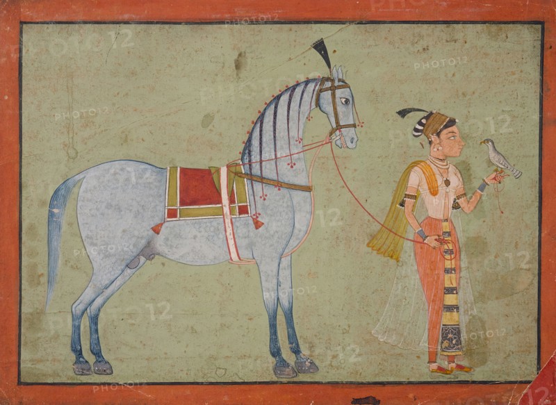 Lady with Falcon Leading a Horse, between 1700 and 1725. Creator: Unknown.
