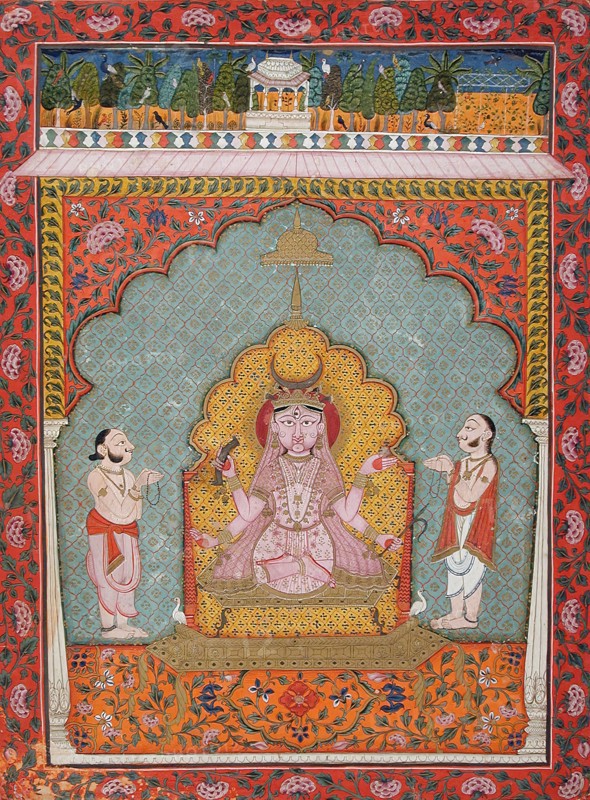 Durga Being Worshipped by Two Devotees (image 1 of 3), c1850. Creator: Unknown.