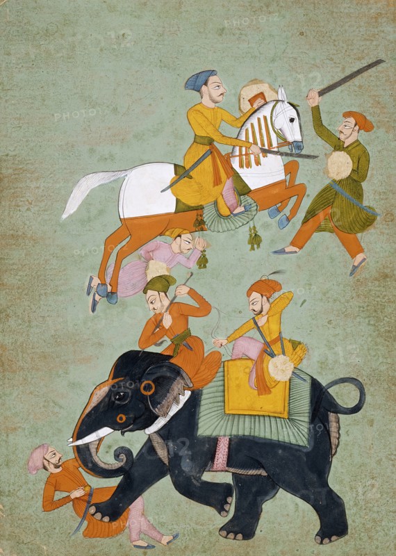 Battle Scene with Elephant, 18th-early 19th century. Creator: Unknown.