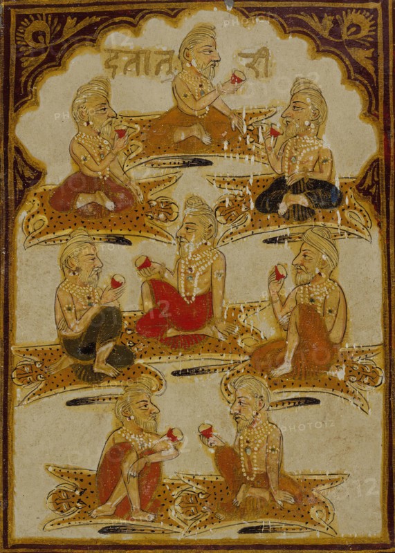Eight Yogis, Number Eight of the Ishana Suit, Playing Card from a 32-Suit Dashavatara..., c1800. Creator: Unknown.