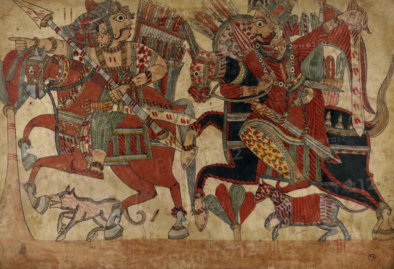 Abhimanyu Hunting, Scene from the Story of the Marriage of Abhimanyu and Vatsala..., c1850. Creator: Unknown.