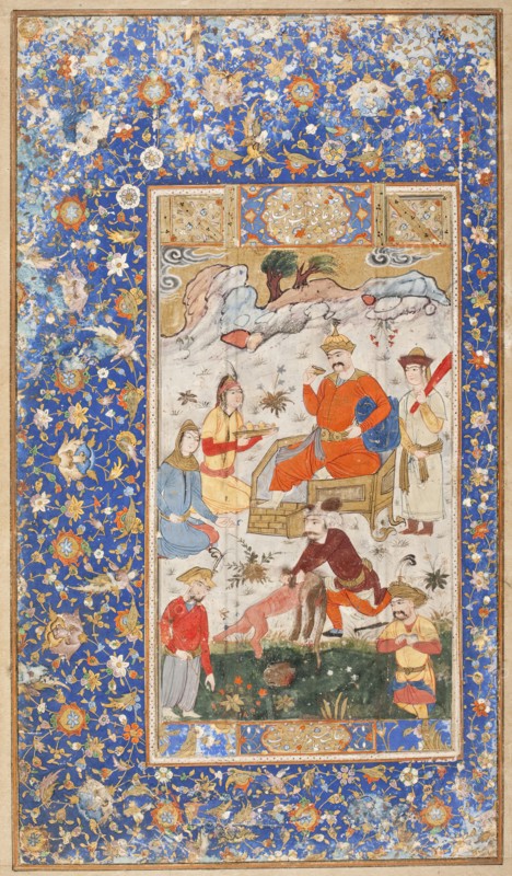 Khusraw Celebrating after Killing the Dragon, page from a manuscript of the Khamsa, 17th century. Creator: Unknown.