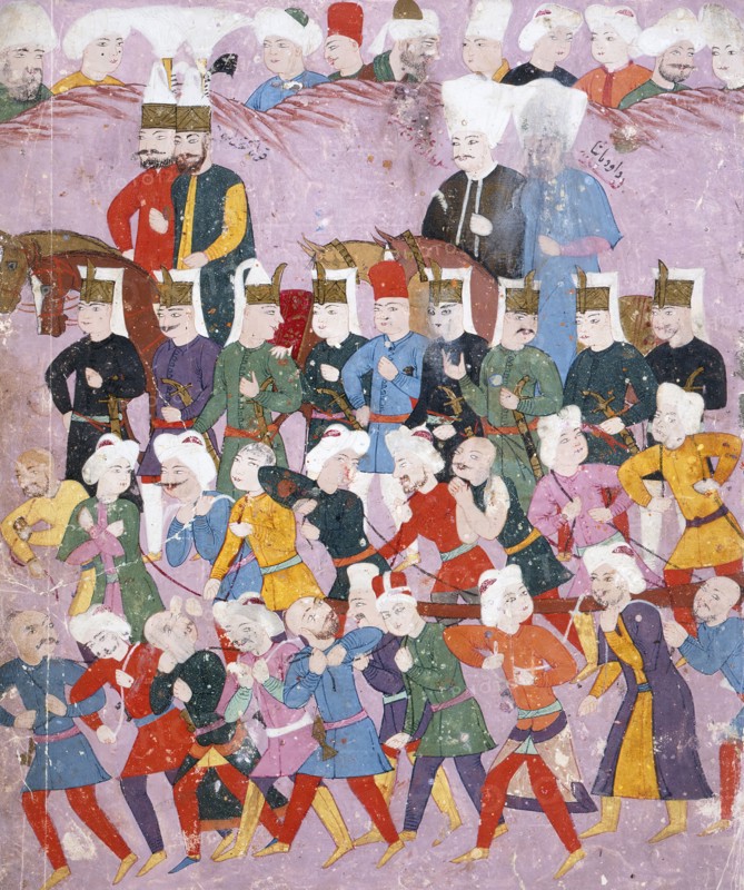 Sultan Osman II (reigned 1618-1622) with His Vizier Davud Pasha in a Procession..., c1620-22. Creator: Unknown.