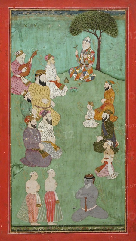 Imaginary Meeting of Guru Nanak, Mardana Sahab, and Other Sikh Gurus, c1780. Creator: Unknown.