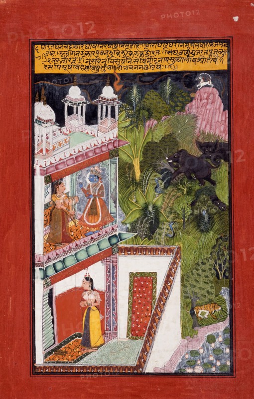 The Month of Bhadon (August-September), Folio from a Barahmasa..., between c1700 and c1725. Creator: Unknown.