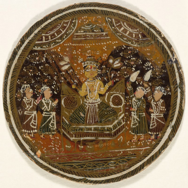 Enthroned and Crowned Buddha Holding Lotuses, King of the Buddha Suit..., 19th century. Creator: Unknown.