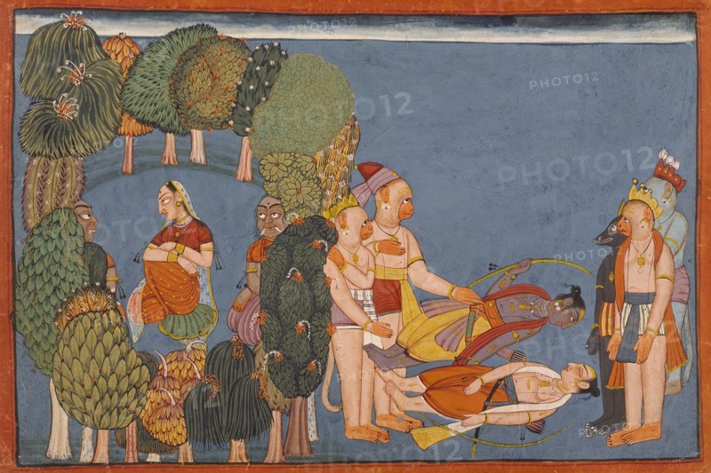 Sita in the Forest Grove (left); Rama and Lakshmana Stricken (right)..., between c1700 and c1710. Creator: Unknown.