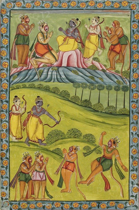 Rama Kills Vali, Folio from the "Impey" Ramayana (Adventures of Rama), between c1770 and c1775. Creator: Unknown.