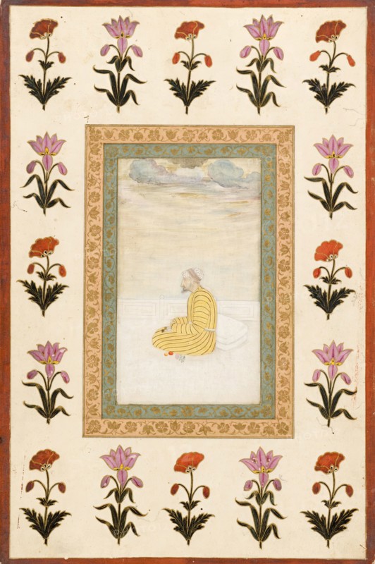 Contemplative Man Seated on a Terrace, Folio from the Small Clive Album, Dated 1674-1675. Creator: Unknown.