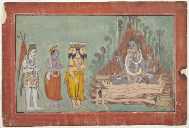 Shiva, Vishnu, and Brahma Adoring Kali (image 1 of 7), c1740. Creator: Unknown.