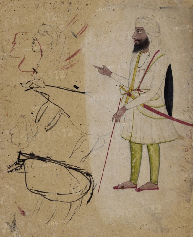 Sikh Noble (possibly Raja Dhian Singh, 1796-1843..., c1840. Creator: Unknown.