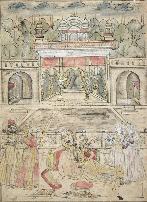 Ladies Relaxing on a Terrace, c1775. Creator: Unknown.