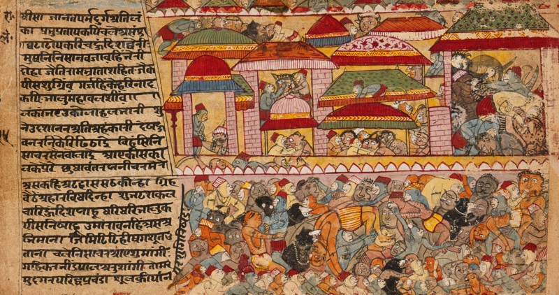 Battle Scene in a City, Folio from a Ramayana (Adventures of Rama), between c1600 and c1625. Creator: Unknown.