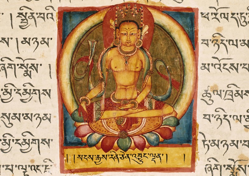 The Jina Buddha Ratnasambhava, Folio from a Shatasahasrika Prajnaparamita..., 11th century. Creator: Unknown.