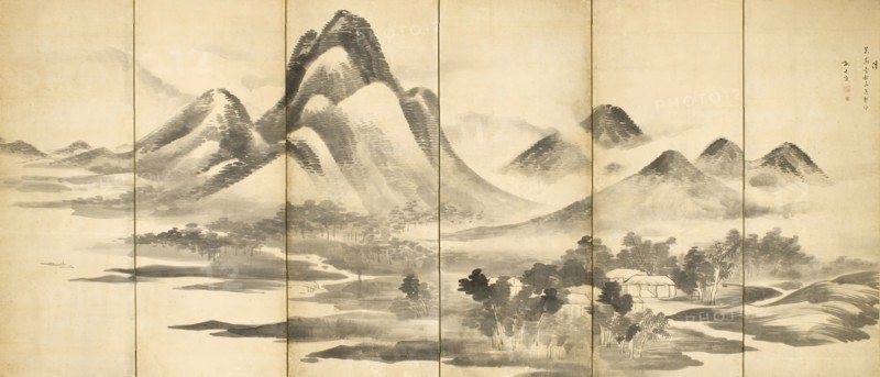 Landscape in 'Mi' Style, 18th century. Creator: Yosa Buson.