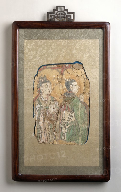 Mural Fragments of Two Devotees, between 618 and 906. Creator: Unknown.