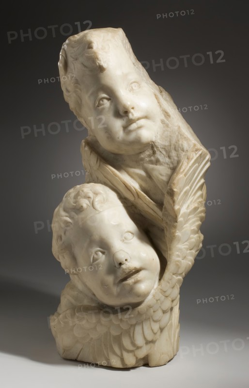 Fragment with Two Seraphim, c.1460. Creator: Circle of Desiderio Da Settignano.