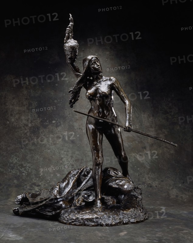 Revolution Holding the Head of Error and Striding over the Cadaver of Monarchy, c.1893. Creator: Jean Alexandre Joseph Falguiere.