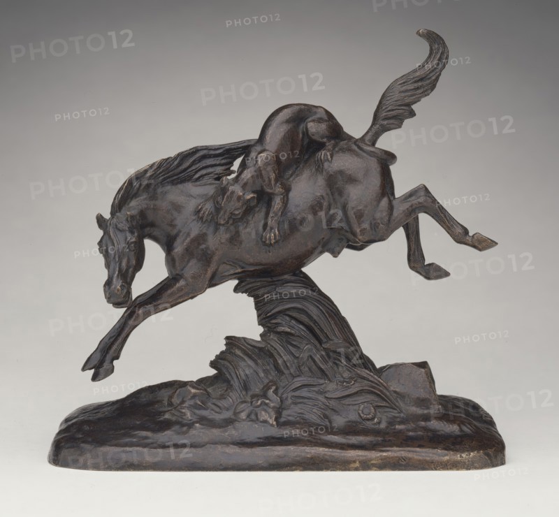 Horse Attacked by Lioness, 1843. Creator: Jean-François-Théodore Gechter.