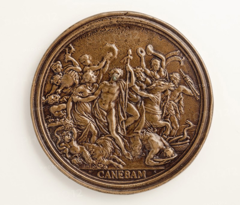 Medal of Francesco Redi: Bacchic Scene (image 2 of 2), 1684. Creator: Massimiliano Soldani.