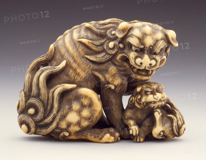 Chinese Lion and Young, 18th century. Creator: Tomotada.