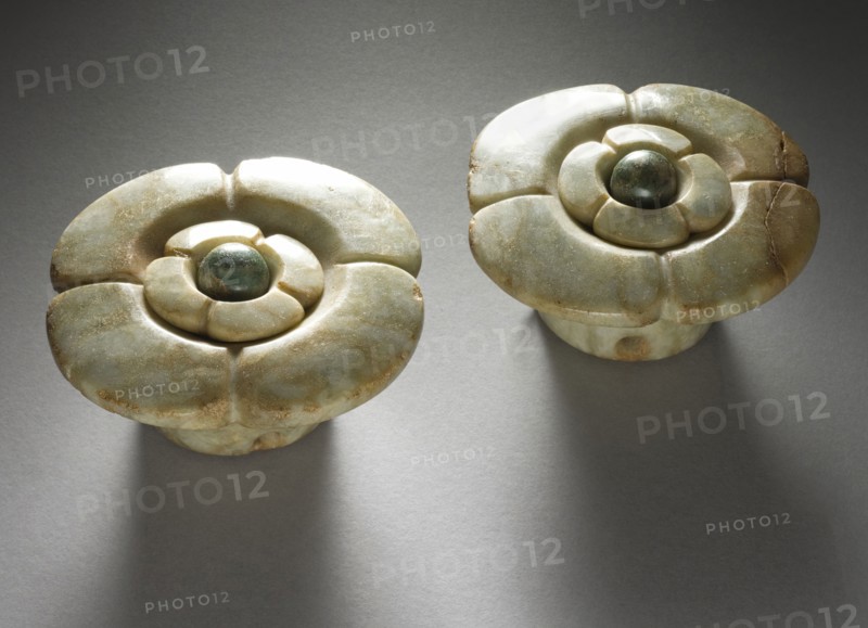 Flower-Shaped Earflares, between 550 and 850. Creator: Unknown.
