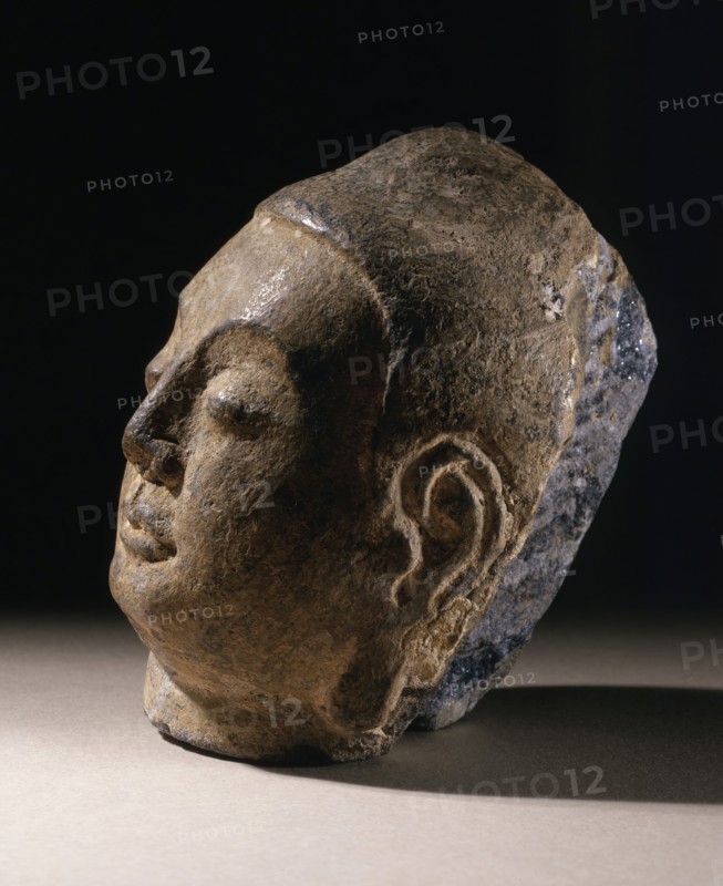 Head of a Buddha (Fotuo), between c.618 and c.700. Creator: Unknown.