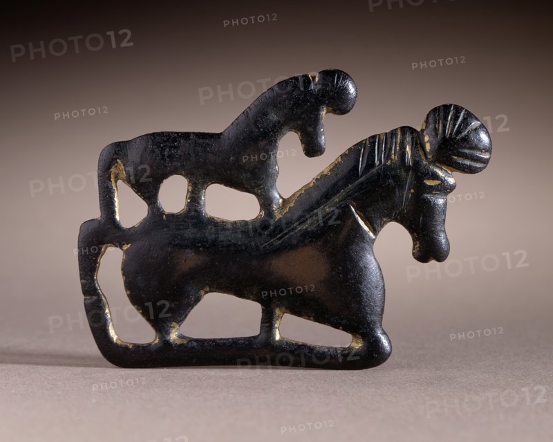 Ornament with Two Horses, 206 B.C.-220 A.D.. Creator: Unknown.