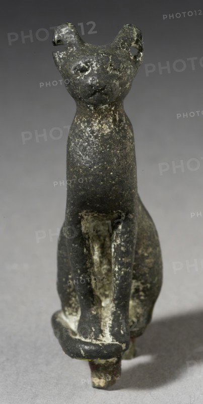 Upright Seated Cat Figurine, Late Period-Ptolemaic Period (711-30 BCE). Creator: Unknown.