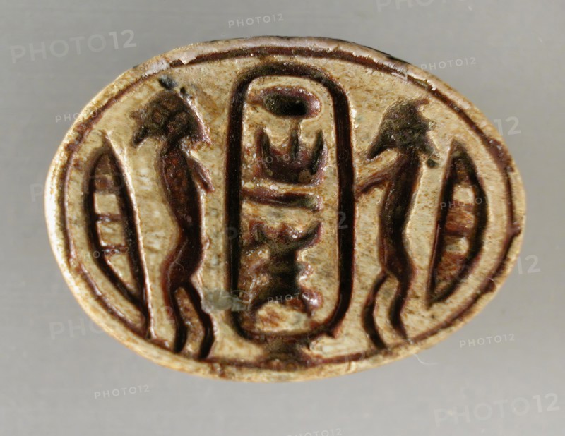 Scarab with Two Bound Enemies (image 2 of 2), 18th-26th dynasties (1504-525 BCE). Creator: Unknown.
