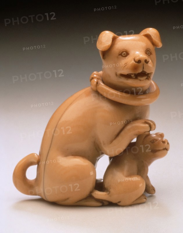 Dog with Loose Collar and Puppy, early 19th century. Creator: Unknown.