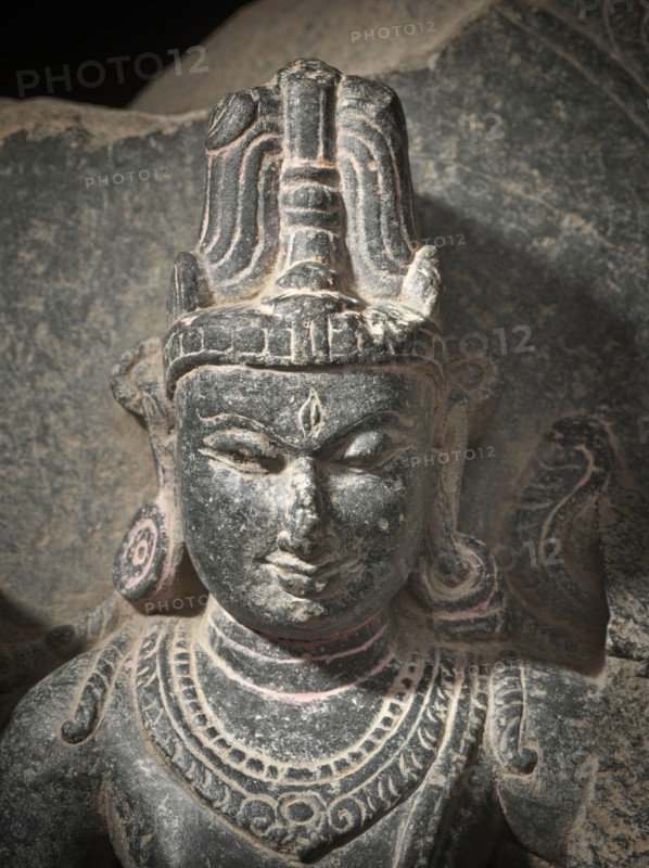 The Hindu Gods Vishnu, Shiva, and Brahma - detail, 10th century. Creator: Unknown.