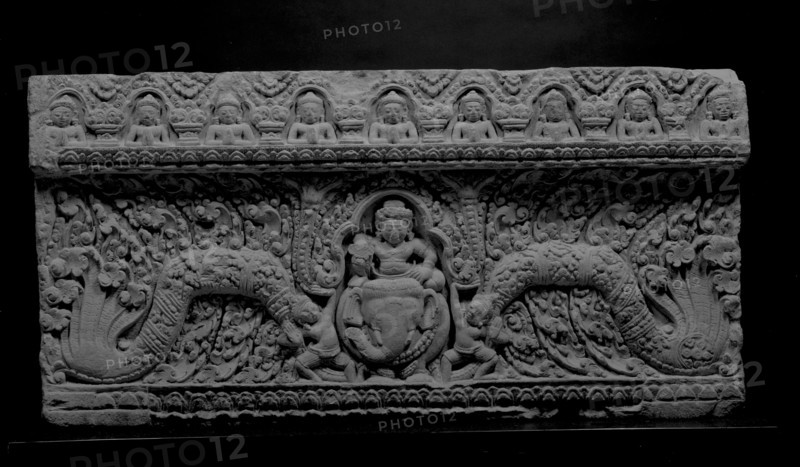 Lintel with the Hindu God Indra on His Elephant Mount, 10th century. Creator: Unknown.