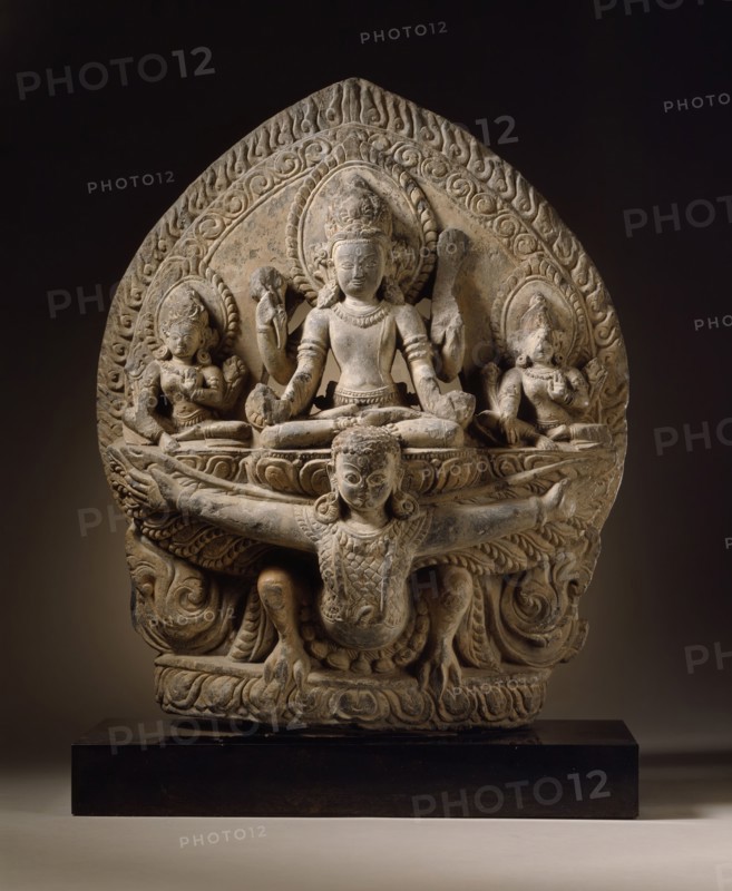 The Hindu God Vishnu on His Mount Garuda, 14th century. Creator: Unknown.