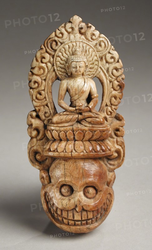 Ritual Diadem Plaque with a Buddha Surmounting a Skull, 17th century. Creator: Unknown.