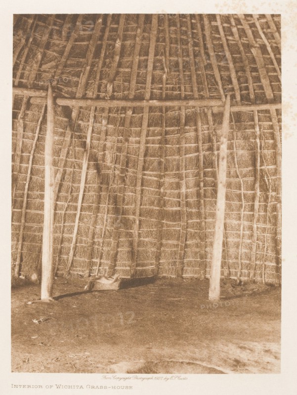 Interior of Wichita grass-house, 1927. Creator: Edward Sheriff Curtis.