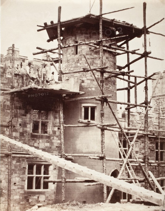 Scaffolding - Liviesmore Castle, Printed 1862 circa. Creator: F. C. Currey.