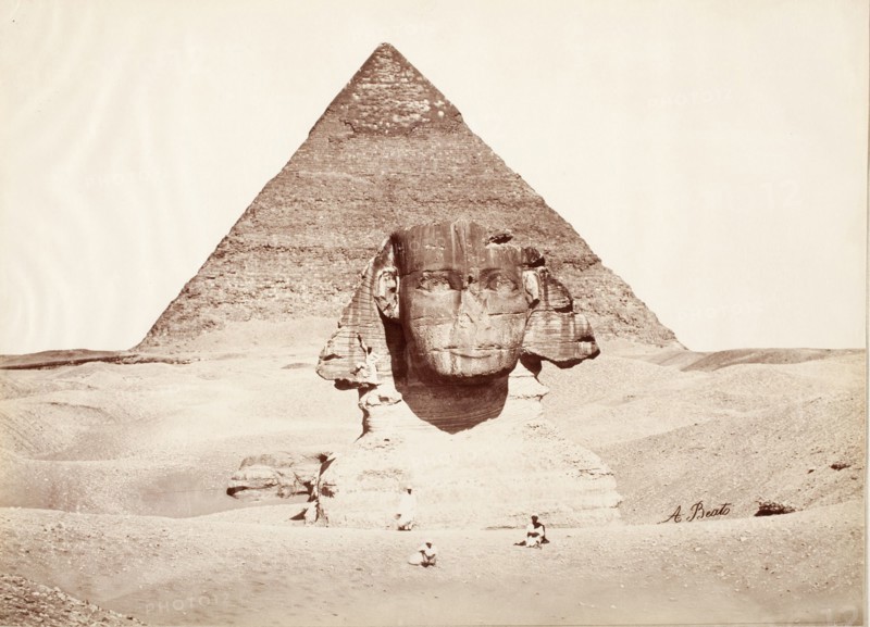 Untitled (Sphinx and Pyramid), c.1860. Creator: Felice Beato.