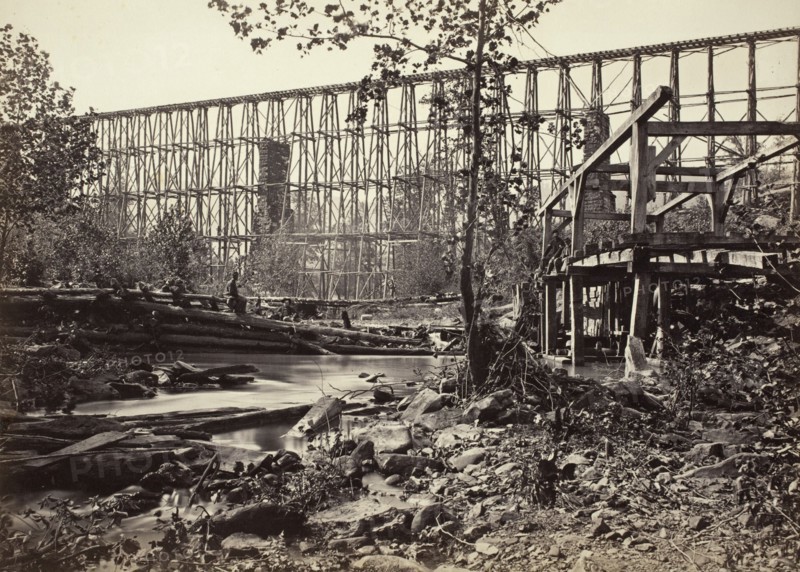 Trestle Bridge At Whiteside, Printed 1866. Creator: George N. Barnard.