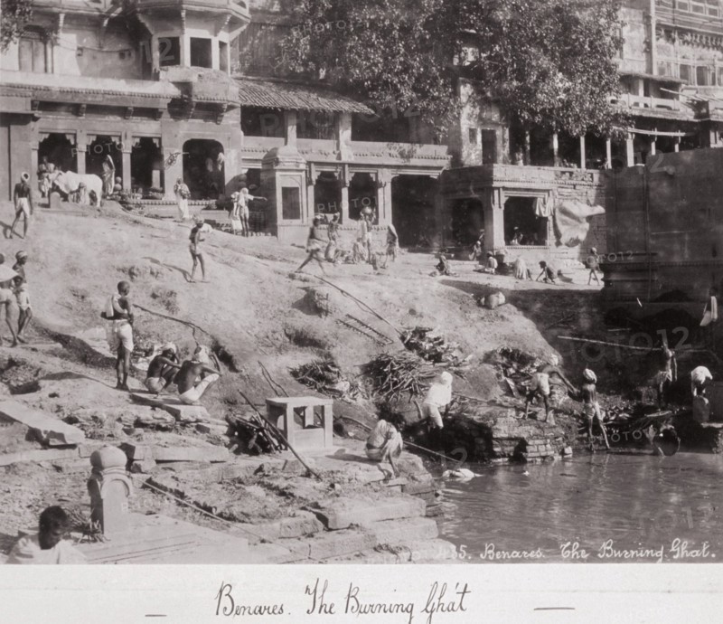 Benares, The Burning Gháts, Late 1860s. Creator: Samuel Bourne.