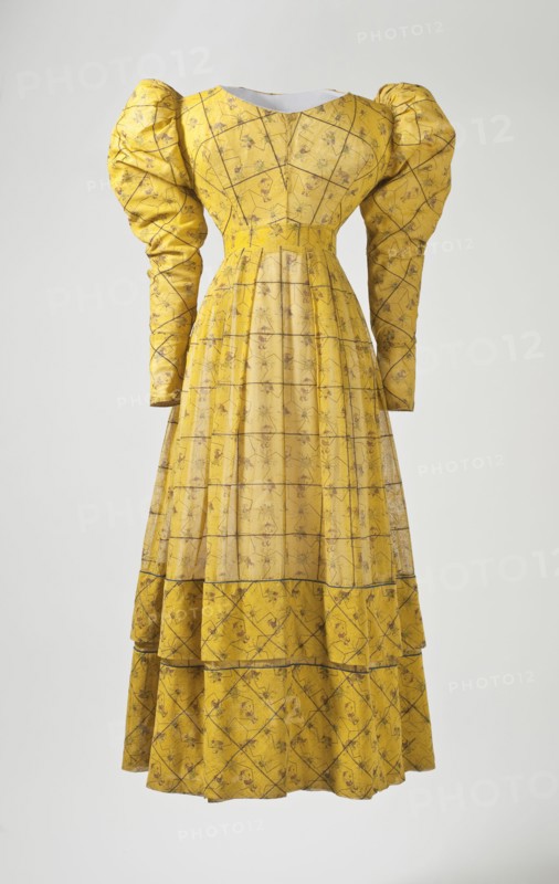 Woman’s yellow silk and cotton dress, Europe, c.1827. Creator: Unknown.