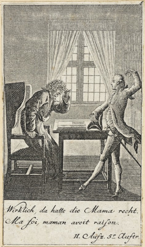 Plate 5 for C. L. Bretzner's 'The Marriage Broker', 1784. Creator: Daniel Nikolaus Chodowiecki.