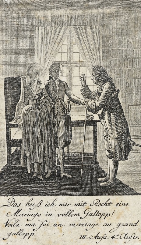 Plate 7 for C. L. Bretzner's 'The Marriage Broker', 1784. Creator: Daniel Nikolaus Chodowiecki.