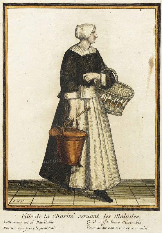 Recueil des modes de la cour de France, 'Fille de la Charité Seruant les Malades', Bound 1703-1704. Creator: Henri Bonnart.