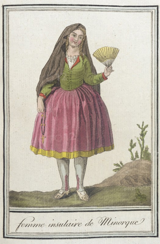 Costumes de Différents Pays, 'Femme Insulaire de Minorque', c1797. Creators: Jacques Grasset de Saint-Sauveur, LF Labrousse.