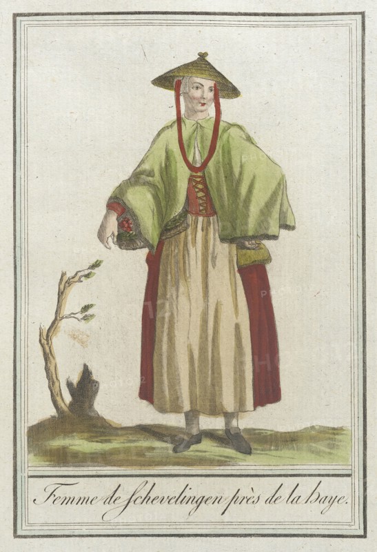 Costumes de Différents Pays, 'Femme de Schevelingen Près de la Baye', c1797. Creators: Jacques Grasset de Saint-Sauveur, LF Labrousse.