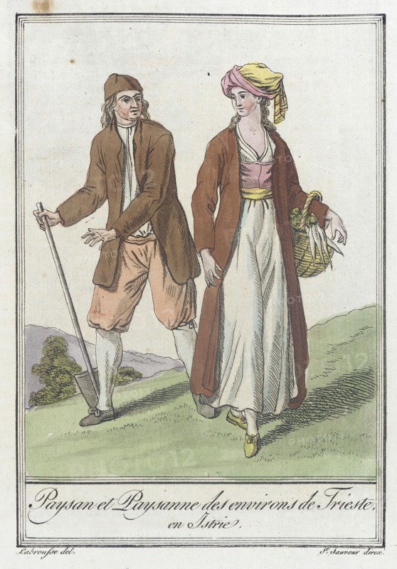 Costumes de Différents Pays, 'Paysan et Paysanne des Environs de Triste, en Istrie', c1797. Creators: Jacques Grasset de Saint-Sauveur, LF Labrousse.