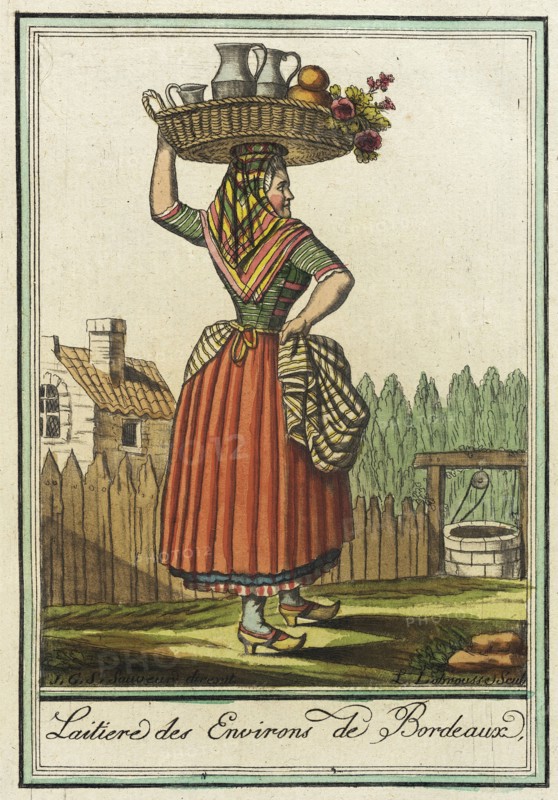 Costumes de Différent Pays, 'Laitiere des Environs de Bordeaux', c1797. Creators: Jacques Grasset de Saint-Sauveur, LF Labrousse.