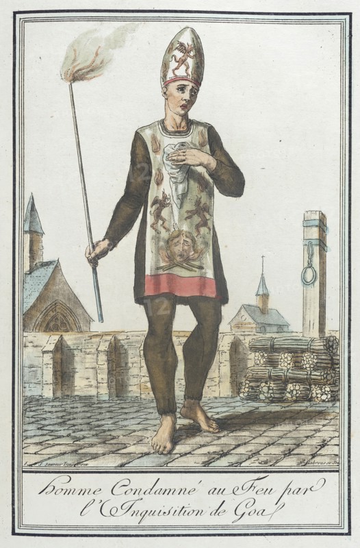 Costumes de Différents Pays, 'Homme Condamné au Feu par l'Inquisition de Goa', c1797. Creators: Jacques Grasset de Saint-Sauveur, LF Labrousse.