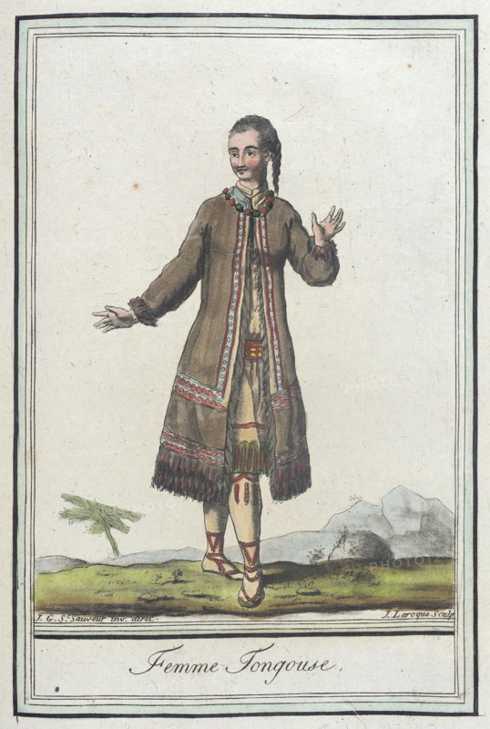 Costumes de Différents Pays, 'Femme Tongouse', c1797. Creators: Jacques Grasset de Saint-Sauveur, LF Labrousse.